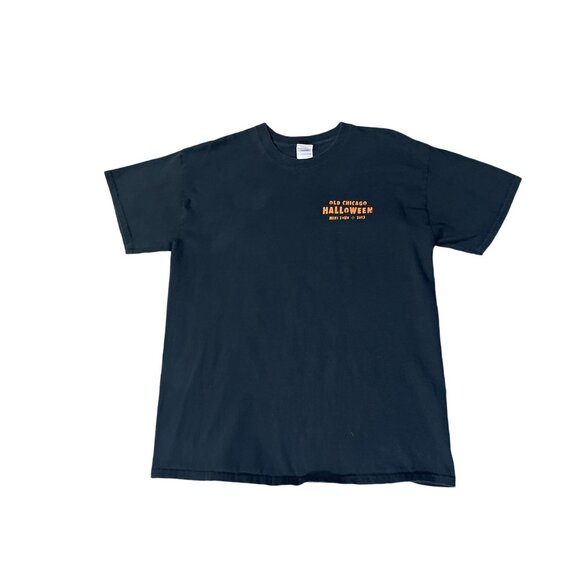 Gildan 2013 Old Chicago Apocalypse T-Shirt Unisex L Used Black Orange Halloween - Picture 4 of 14